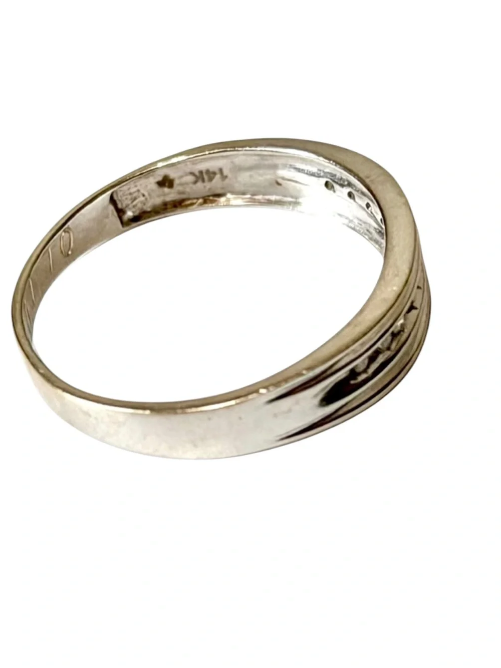 Men’s 14K Solid White Gold Diamond Wedding Band Ring Size 12.5